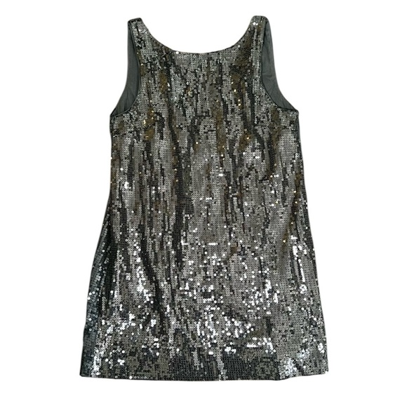 FREE PEOPLE Black Sequin Shift Dress Mini Pullover Scoop Back Size 10 - Picture 1 of 11